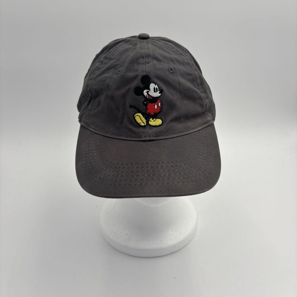 Disney Mickey Mouse Baseball Cap Charcoal Black Embroidered Adjustable Dad Hat
